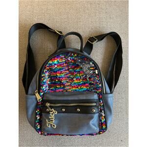 Juicy Couture Los Angeles Denim Blue Multicolor Sequin Backpack w/ Pockets